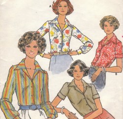 4904 70S STRETCH KNIT SS-LS COLLAR BUTTON BLOUSE PATTERN 8